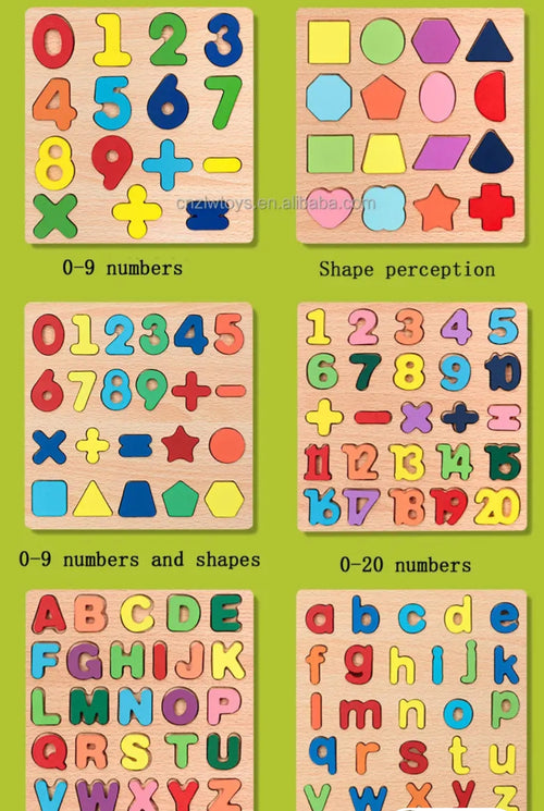 6 Tableaux Puzzle d'apprentissage Alphabet, Chiffres, Mots, Opérations...