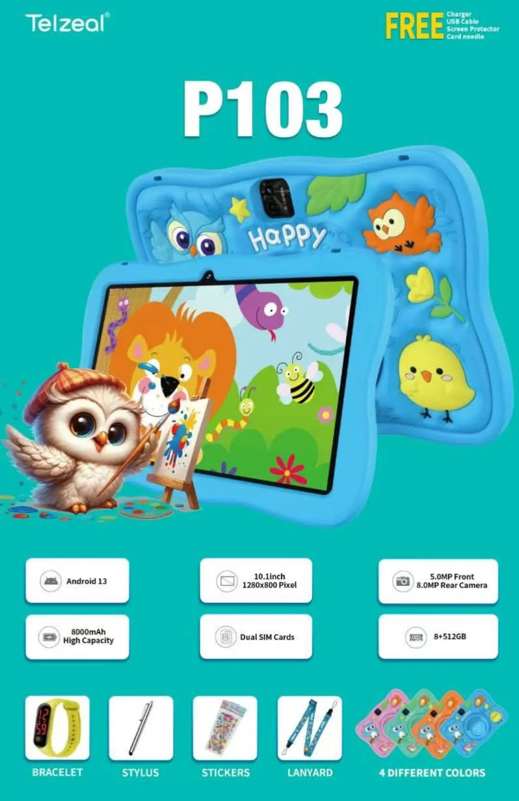 Tablette éducative pour enfants Telzeal P103 – Kids Tablet WiFi Safero Tablette éducative pour enfants Telzeal P103 – Kids Tablet WiFi