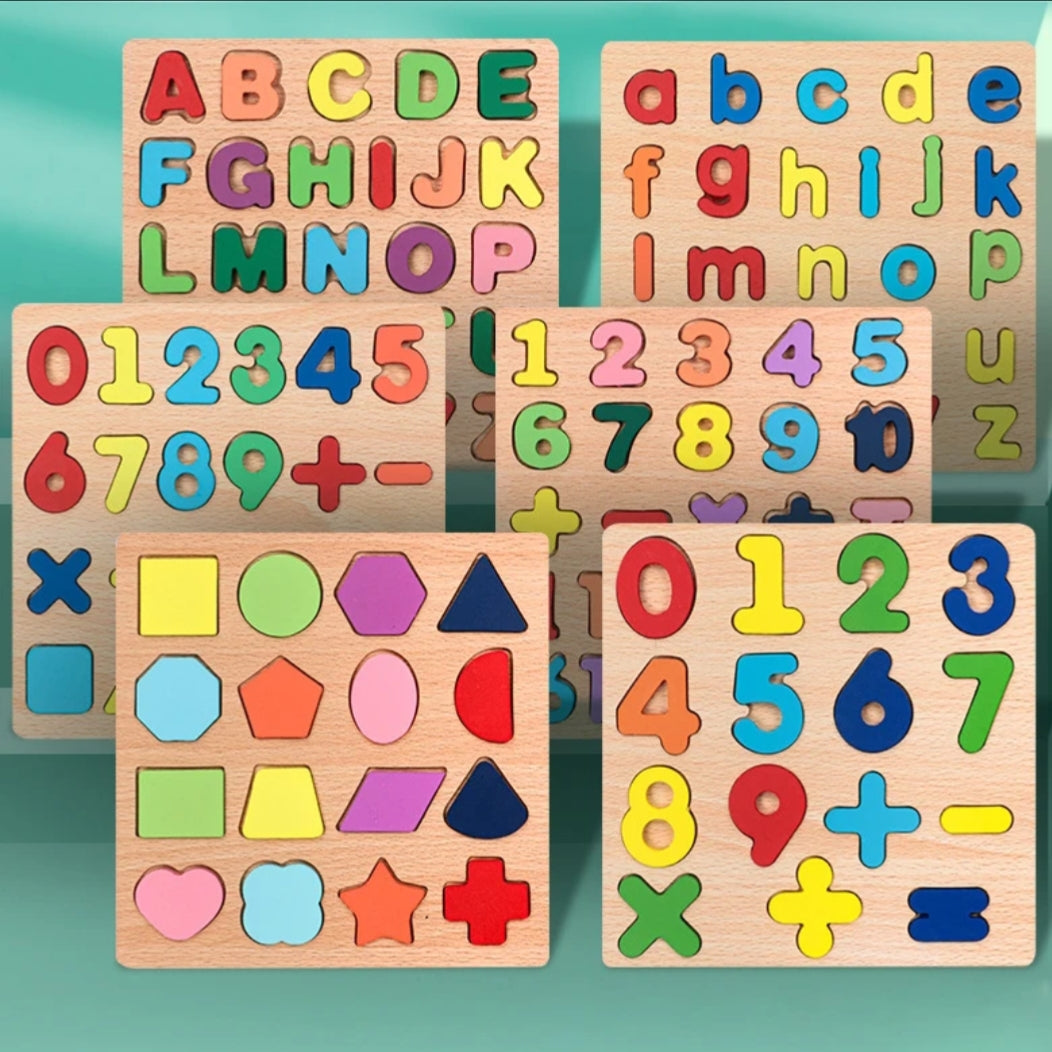 6 Tableaux Puzzle d'apprentissage Alphabet, Chiffres, Mots, Opérations...