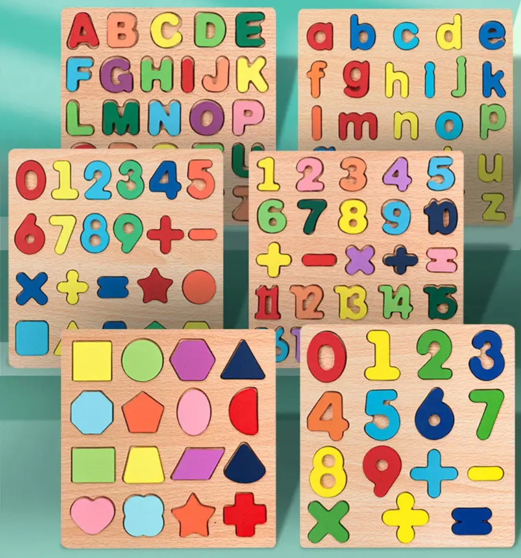 6 Tableaux Puzzle d'apprentissage Alphabet, Chiffres, Mots, Opérations...
