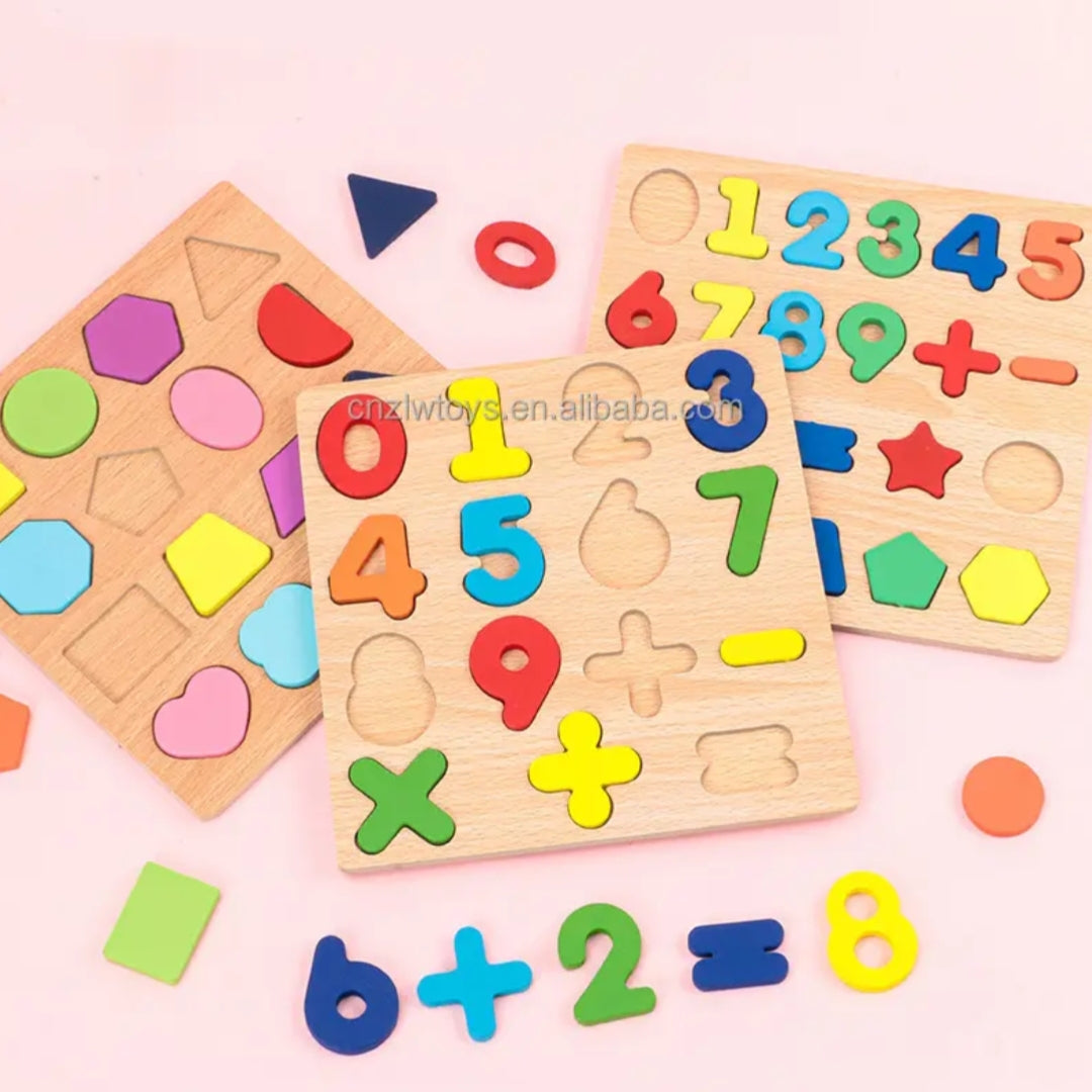 6 Tableaux Puzzle d'apprentissage Alphabet, Chiffres, Mots, Opérations...